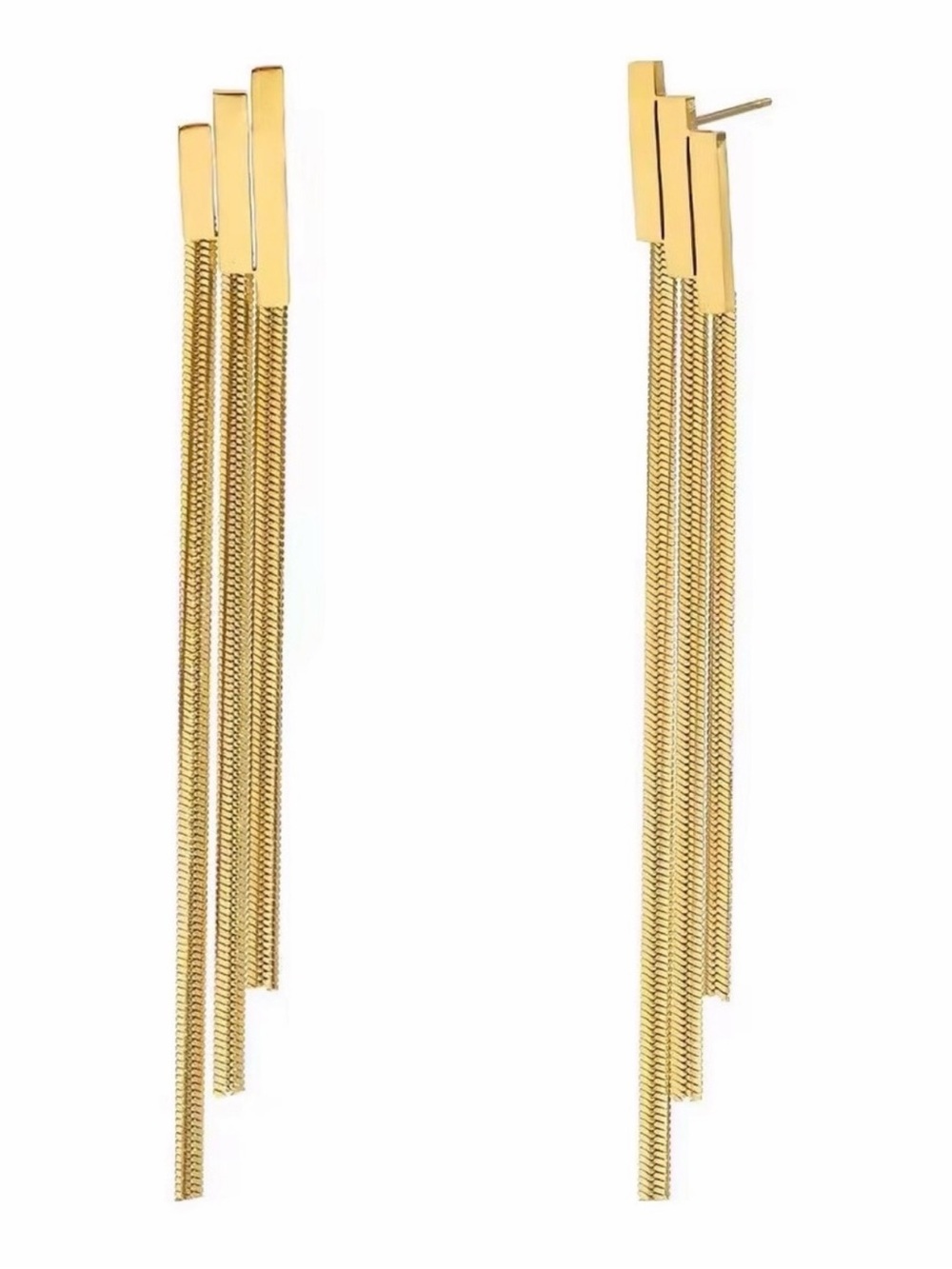 Gold Chain Fringe Drop Tassel Earrings - Women Jewelry